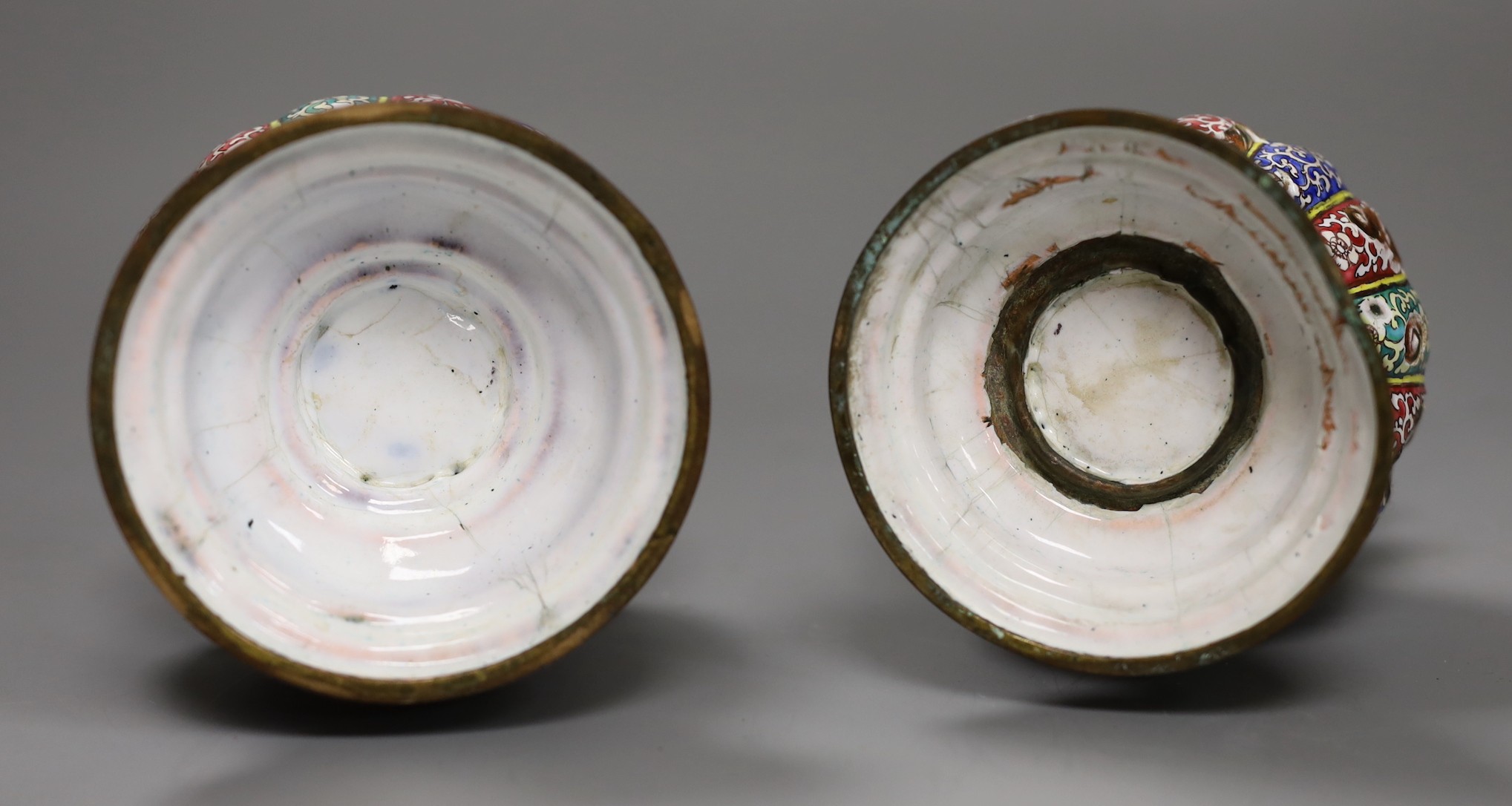 A pair of 19th century Chinese Guangzhou enamel rosewater sprinklers, made for the Indian market 30cm